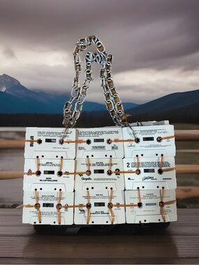 Vintage White Cassette Tape Chain Shoulder Bag